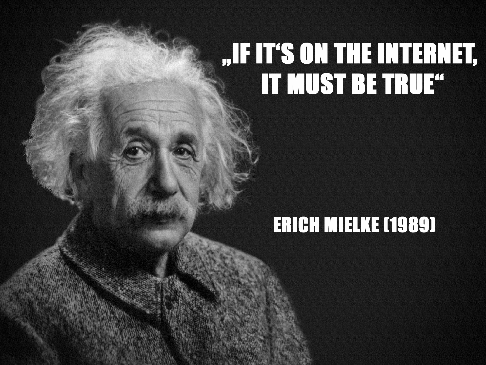 Einstein mit Spruch "if it`s on the internet, it must be thrue"