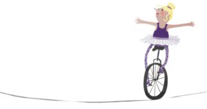 Illustration Mädchen, das ein Einrad fährt