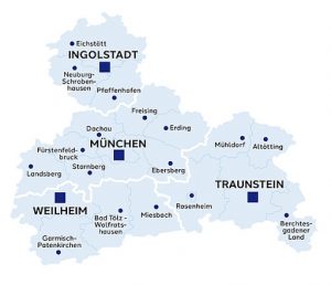Karte vom Bezirk Oberbayern