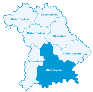 Karten mit den Bezirken von Bayern